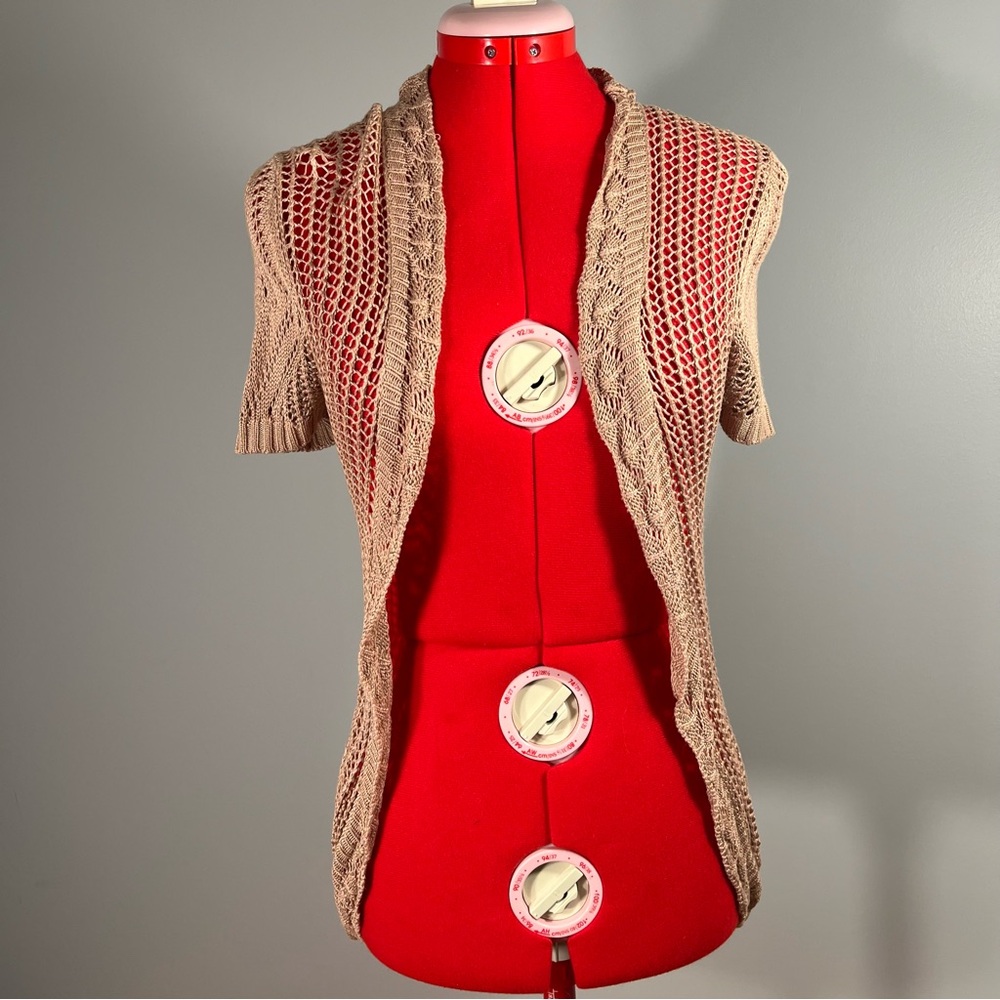 Lace Knit Style Tan Cardigan sz XS